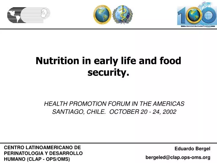 nutrition in early life and food security
