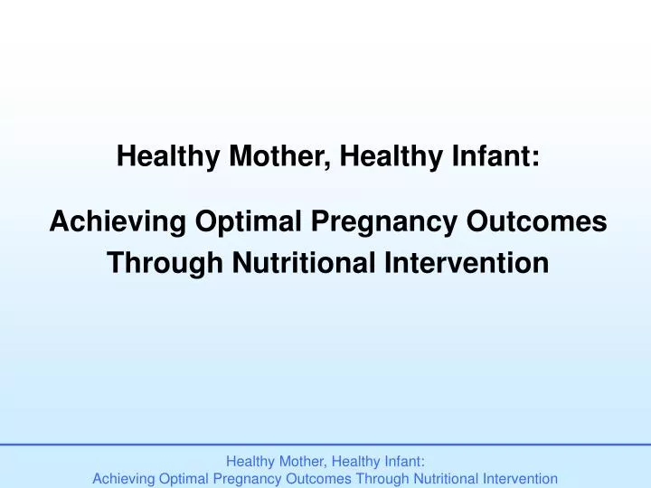 healthy mother healthy infant