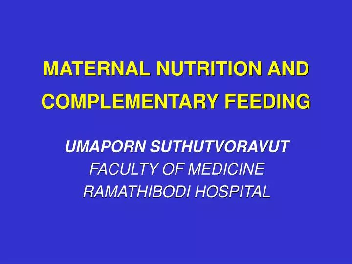 maternal nutrition and complementary feeding