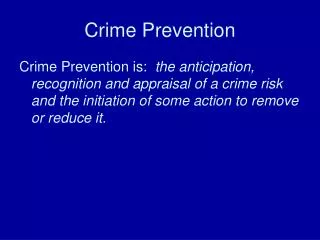 Crime Prevention