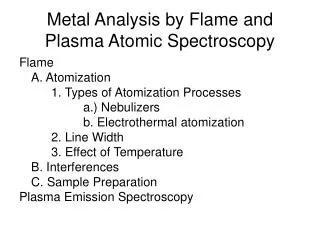Metal Analysis by Flame and Plasma Atomic Spectroscopy