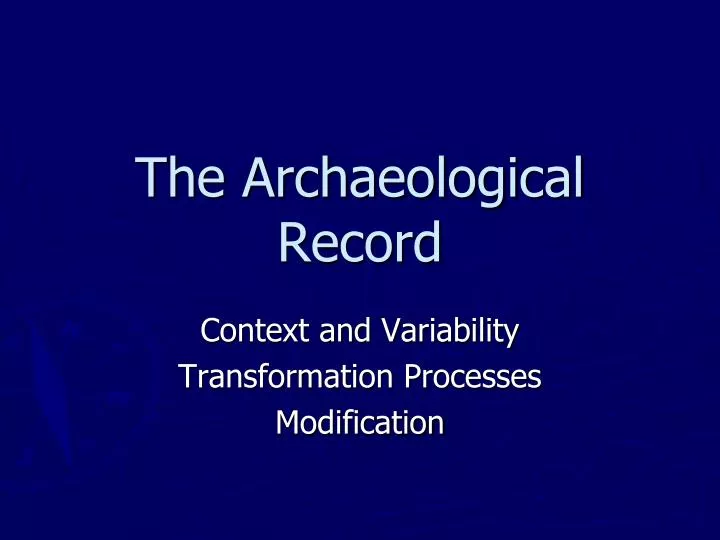 the archaeological record