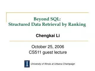 Beyond SQL: Structured Data Retrieval by Ranking