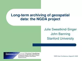 Long-term archiving of geospatial data: the NGDA project