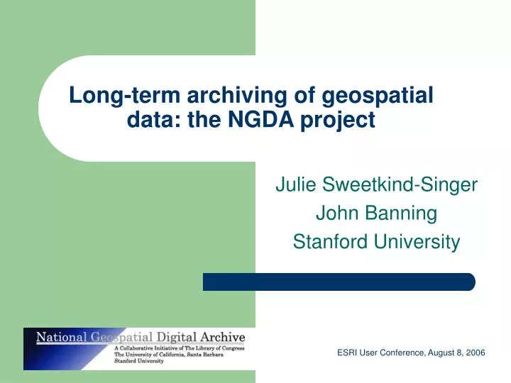 long term archiving of geospatial data the ngda project
