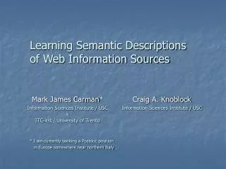 Learning Semantic Descriptions of Web Information Sources