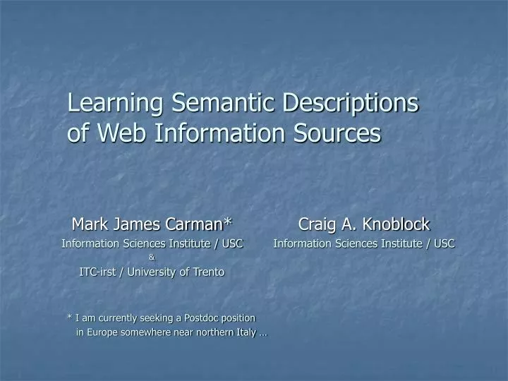 learning semantic descriptions of web information sources
