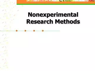 Nonexperimental Research Methods