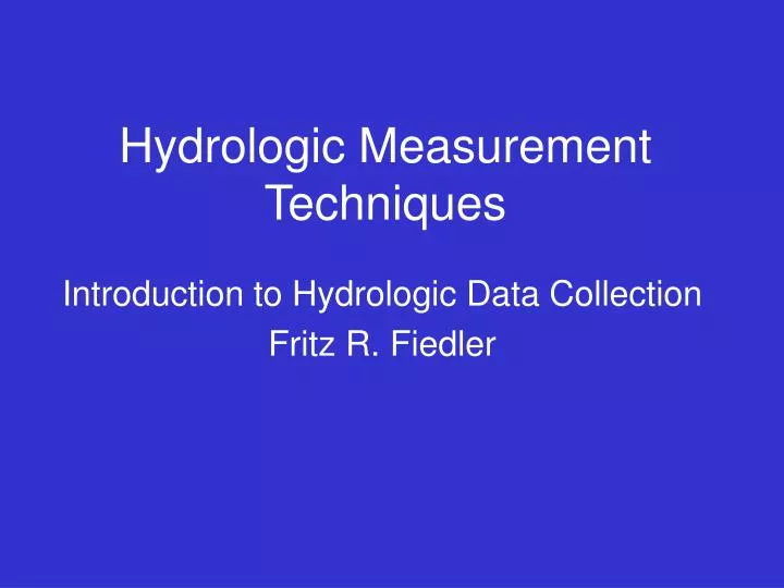 hydrologic measurement techniques
