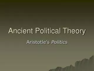 Ancient Political Theory