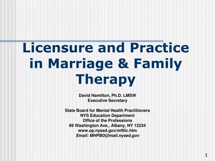 licensure and practice in marriage family therapy