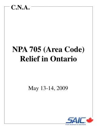 NPA 705 (Area Code) Relief in Ontario