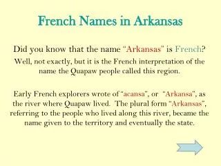 French Names in Arkansas