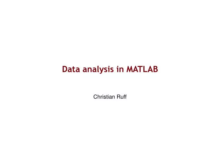 Data analysis in MATLAB