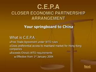 C.E.P.A CLOSER ECONOMIC PARTNERSHIP ARRANGEMENT