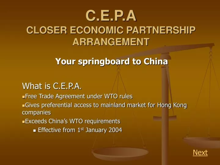 c e p a closer economic partnership arrangement
