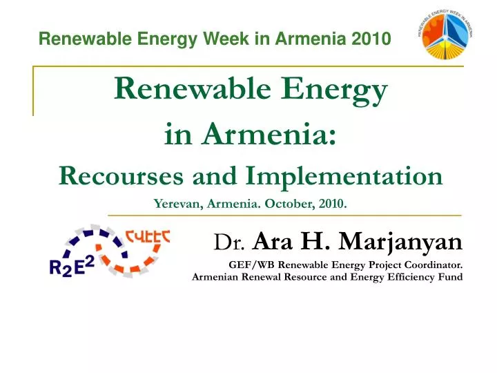 renewable energy in armenia recourses and implementation yerevan armenia october 2010