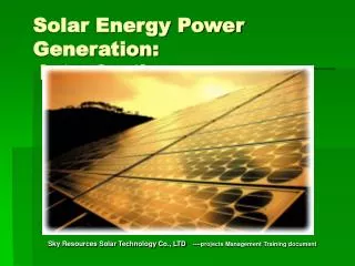 Solar Energy Power Generation: Introduction