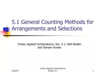 5.1 General Counting Methods for Arrangements and Selections