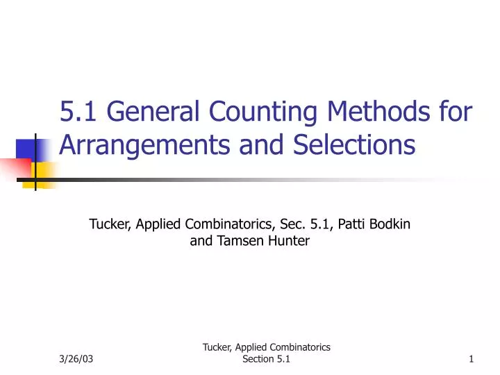 5 1 general counting methods for arrangements and selections