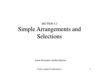 SECTION 5.2 Simple Arrangements and Selections