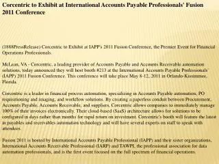 corcentric to exhibit at international accounts payable prof