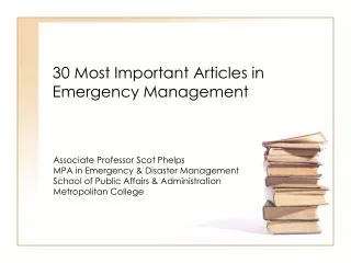 30 Most Important Articles in Emergency Management