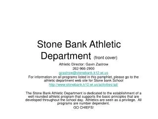 Stone Bank Athletic Department (front cover)