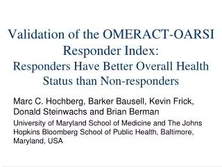 Validation of the OMERACT-OARSI Responder Index: Responders Have Better Overall Health Status than Non-responders