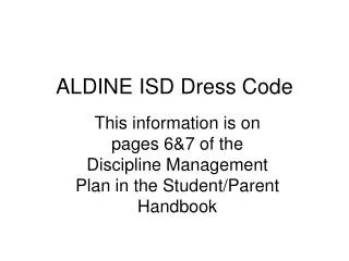 ALDINE ISD Dress Code