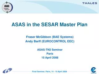 ASAS in the SESAR Master Plan