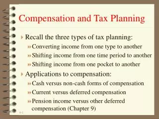 Compensation and Tax Planning