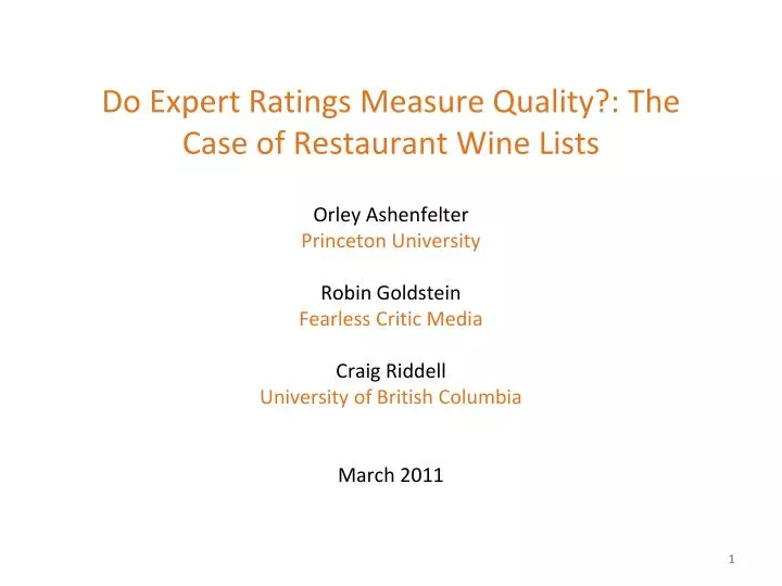 do expert ratings measure quality the case of restaurant wine lists
