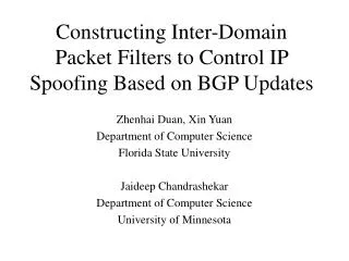 Constructing Inter-Domain Packet Filters to Control IP Spoofing Based on BGP Updates