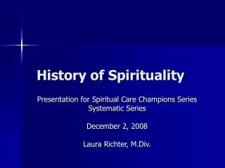 History of Spirituality