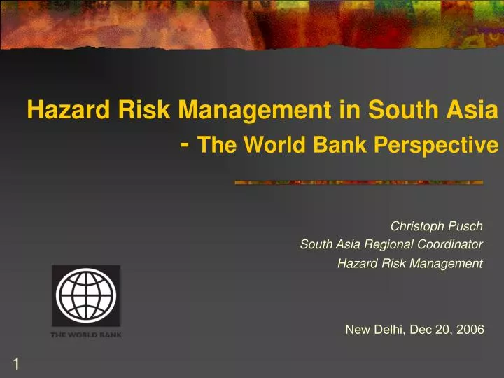hazard risk management in south asia the world bank perspective