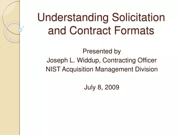 understanding solicitation and contract formats