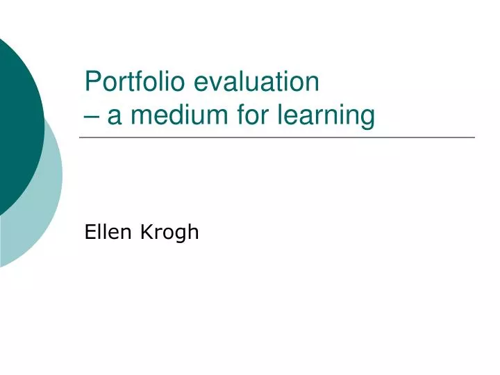 portfolio evaluation a medium for learning
