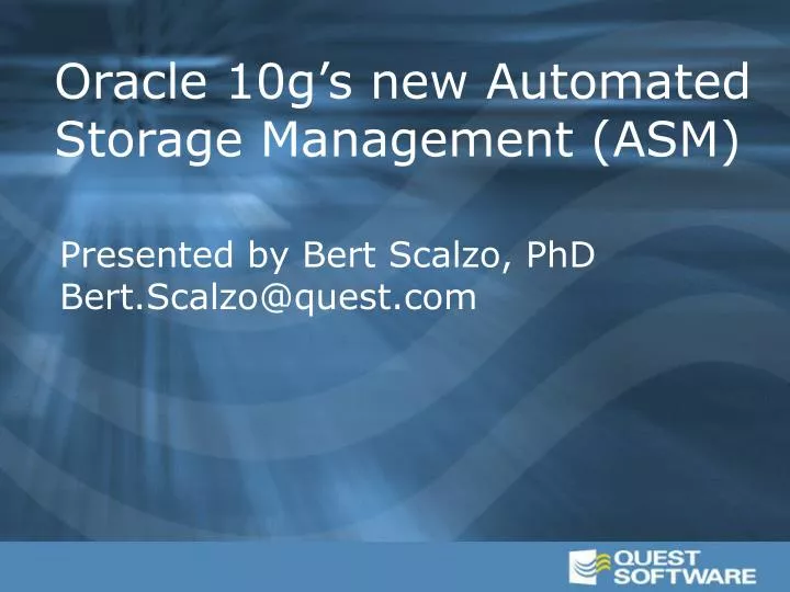 oracle 10g s new automated storage management asm