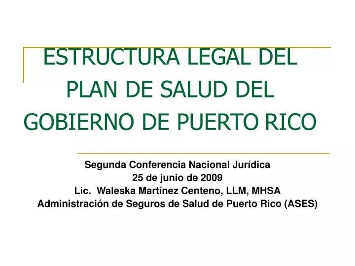 estructura legal del plan de salud del gobierno de puerto rico