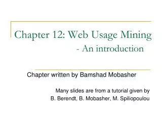 Chapter 12: Web Usage Mining - An introduction