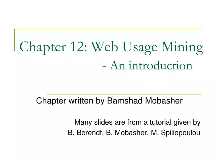chapter 12 web usage mining an introduction