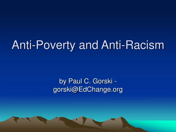 anti poverty and anti racism