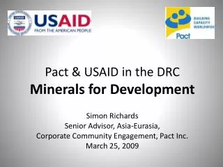 Pact &amp; USAID in the DRC Minerals for Development