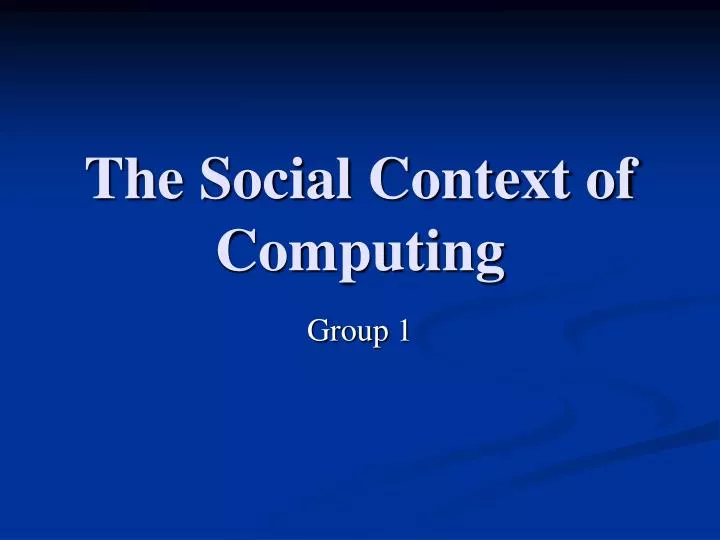 the social context of computing
