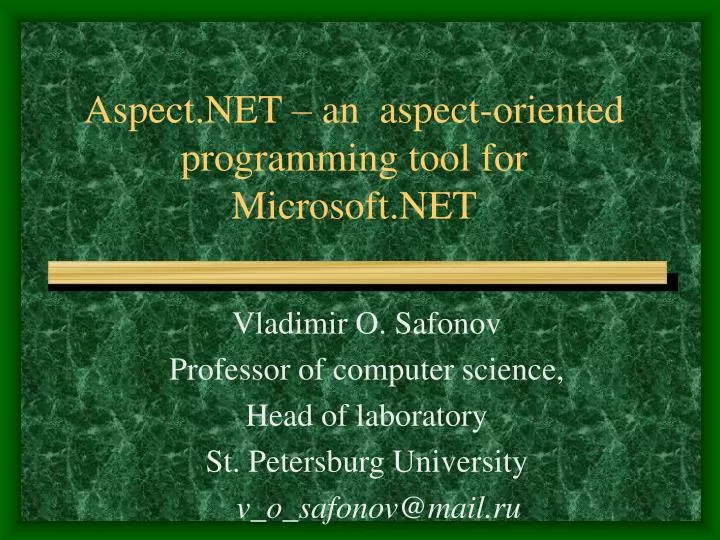 aspect net an aspect oriented programming tool for microsoft net