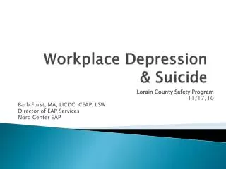 Workplace Depression &amp; Suicide