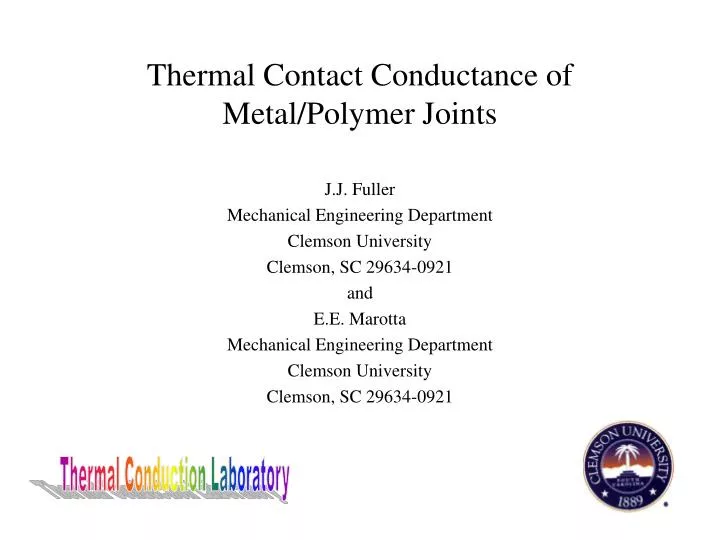 thermal contact conductance of metal polymer joints
