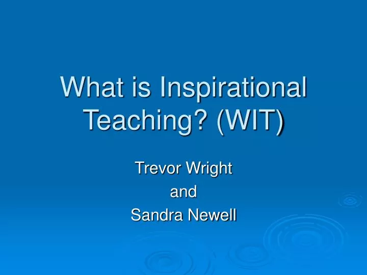 what is inspirational teaching wit