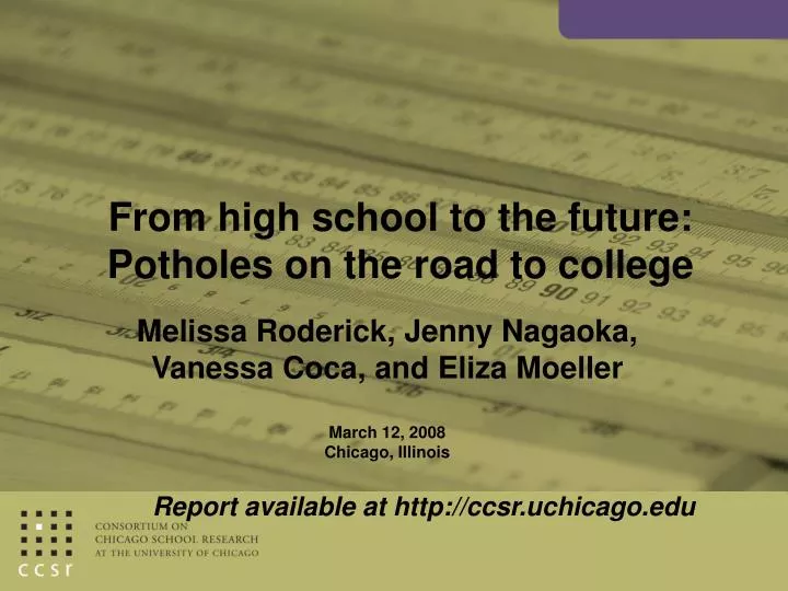 from high school to the future potholes on the road to college